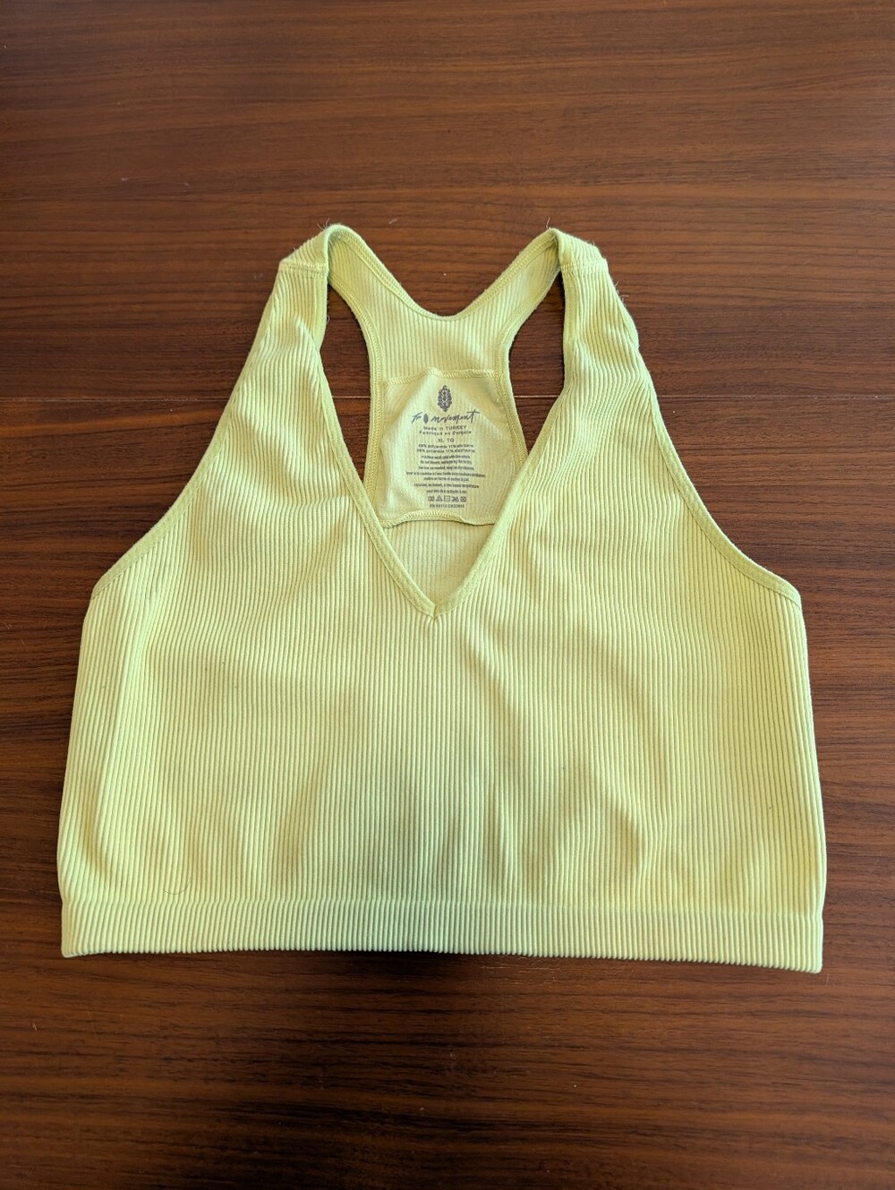 Free People Ribbed V-Neck Fp Movement Free Throw Crop Tank Yellow/Green